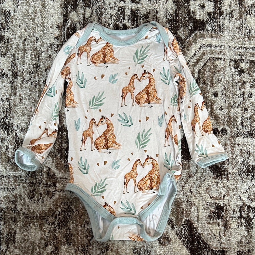 Green Giraffe Print Bamboo Bodysuit
